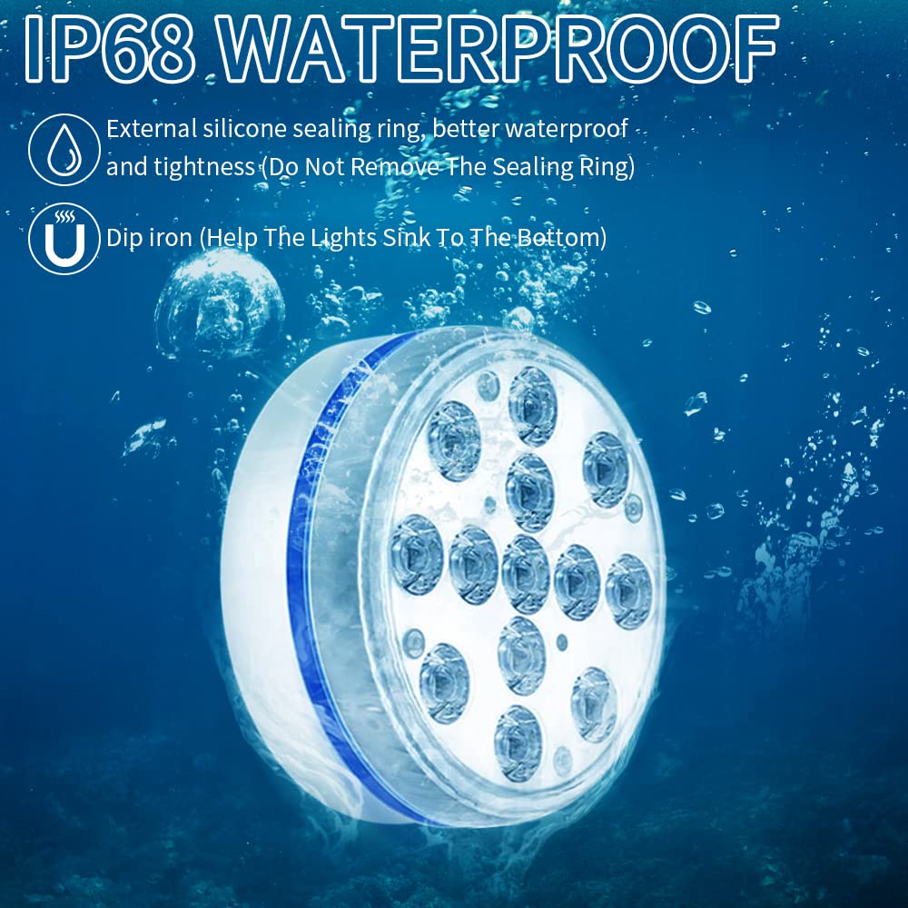 Lot De 2 Lumières LED Submersibles Piscine Avec Télécommande - Éclairage Multi-couleurs IP68 Pour Spa, Baignoire, Jardin