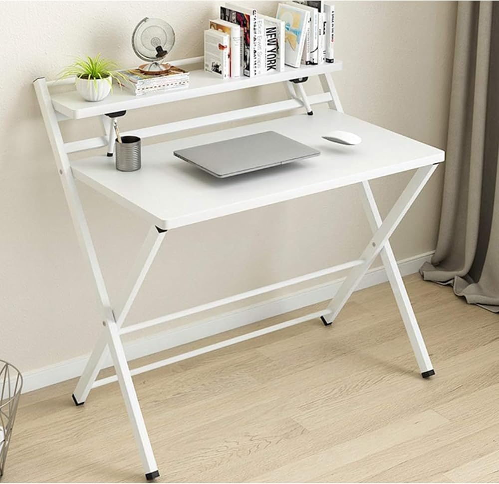 Moderno tavolino pieghevole piccolo, scrivania portatile salvaspazio, scrivania per computer con scomparti portaoggetti, scrivania per studenti e home office, senza accessori (dimensioni: 104 x 50 x