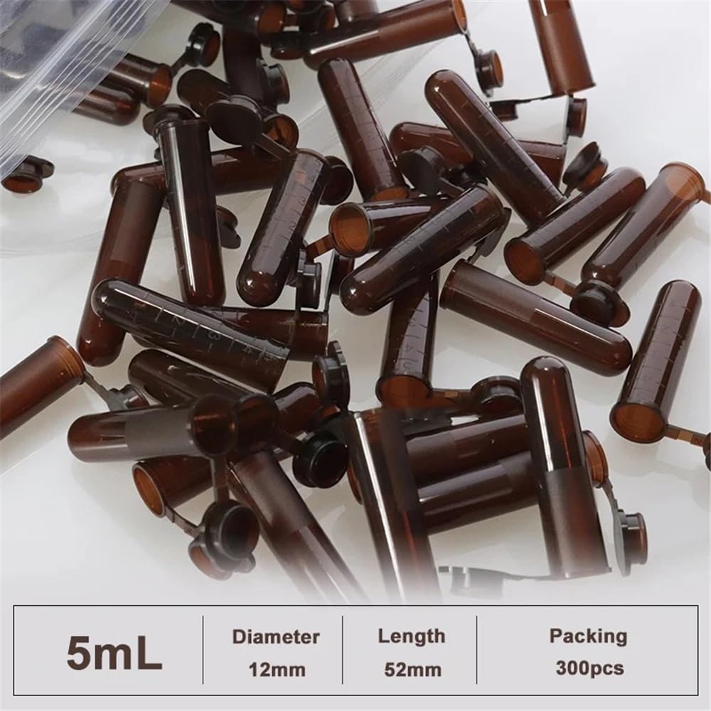Cristalería de Laboratorio Tubo de centrífuga de plástico marrón de 5 ml, 10 ml y 15 ml con tapa graduada, vial de muestra, equipo de laboratorio(50ml-50Pcs)