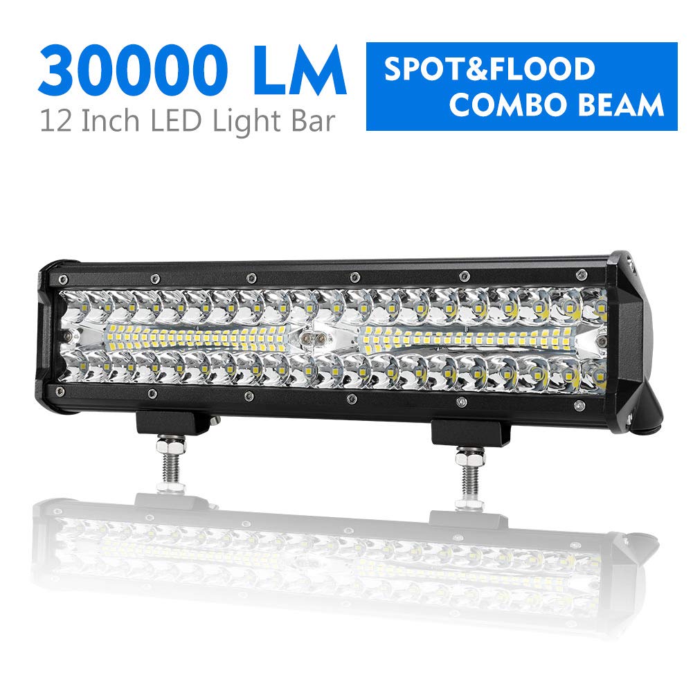 12 Inch Led Pods Spot Flood Combo Beam Liteway 30000 LM Triple Row Light Bar Off Road Driving Led Work Lights for UTV ATV Jeep Truck Boat Waterproof