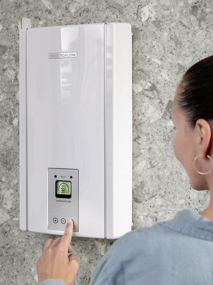 Thermoflow przepływowy podgrzewacz wody odporny na ciśnienie Elex 21 / Moc: 21 kW / 400 V/Podgrzewacz wody 55 °C/przyłącze G 1/2" / 11,8 l/min/Bezzbiornikowy podgrzewacz wody / ELEX21