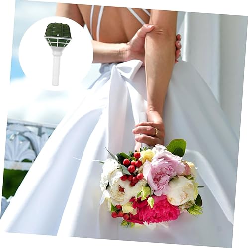 Miniatura 2 de 4 soportes para ramo de novia para flores reales, mango de boda, soporte floral para arreglo de ramo, tapa verde arcilla verde