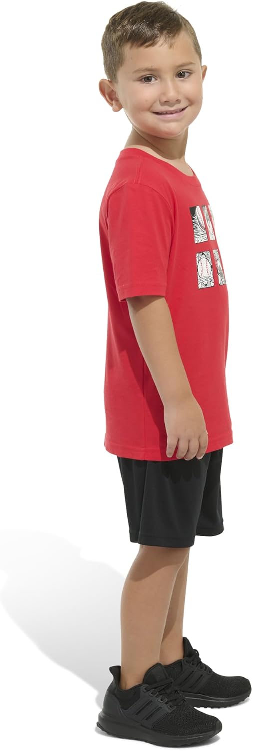 adidas boys Short Sleeve Cotton Tee Shirt and Logo Short Set - Image 6