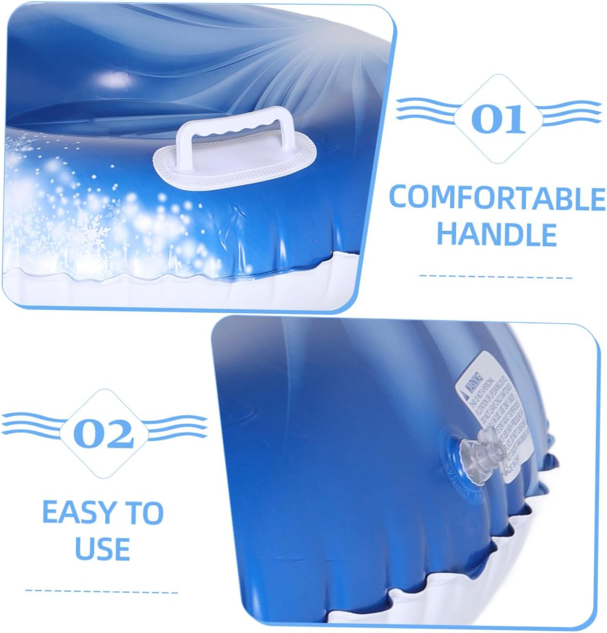 Cabilock Inflatable Heavy Duty PVC Snow Tube for Winter Sledding Thickened Bottom Snow Sled with Handles Outdoor