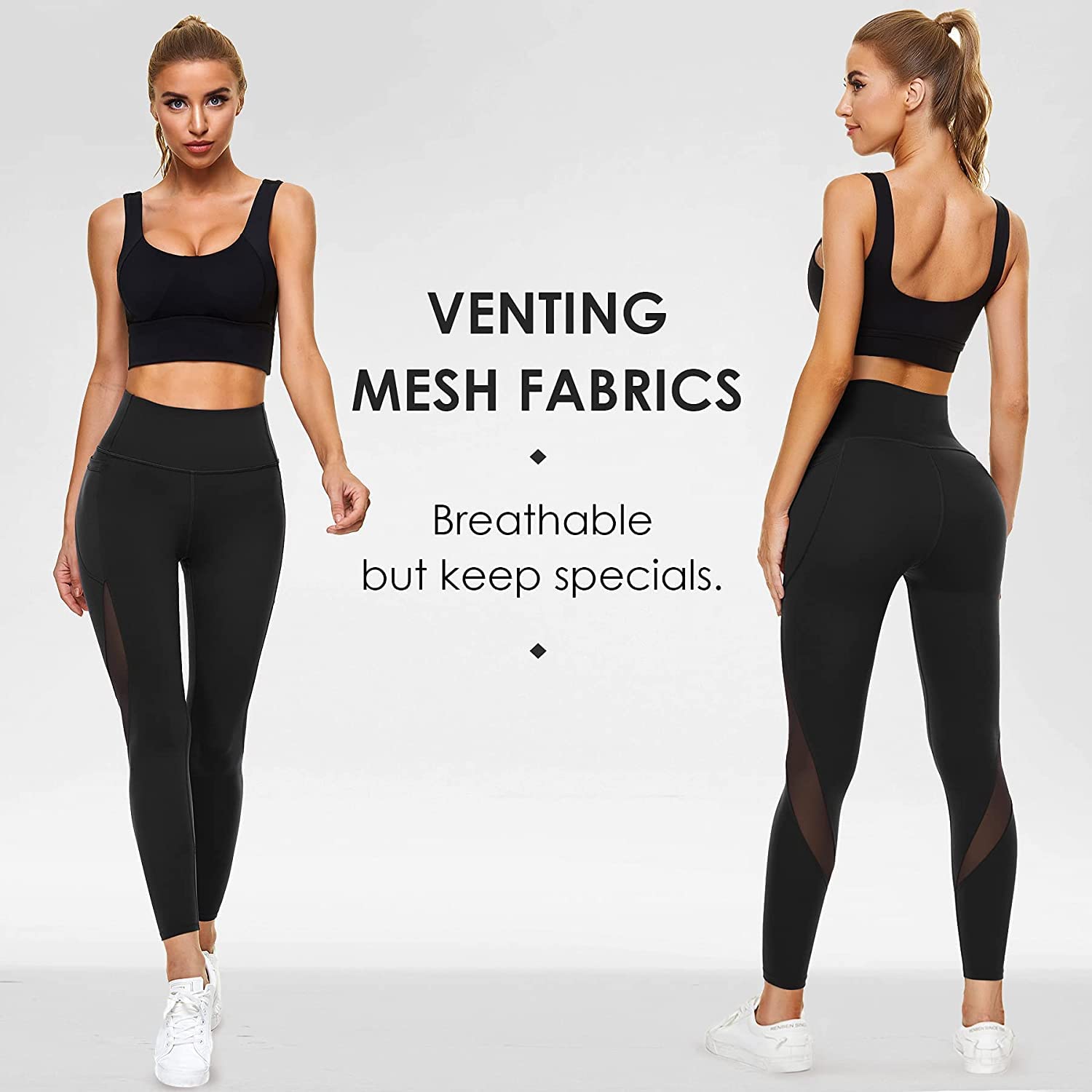 KUMAYES Pantalons de Sport Femme Pantalon de Sudation Legging Anti Cellulite Fitness Jogging Yoga MinceurTaille Haute Pantalon avec Poche
