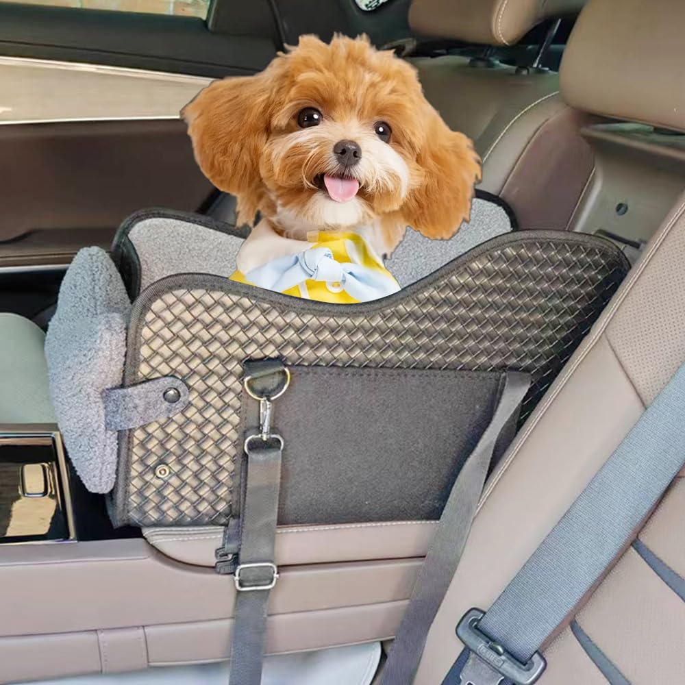 Sedia per Cane all’Aperto – Console Centrale Auto, Sedie Auto Pliabili per Piccoli Gatti e Cani di Meno di 7 kg, Letto per Cane Lavabile con Cerniera a Zip