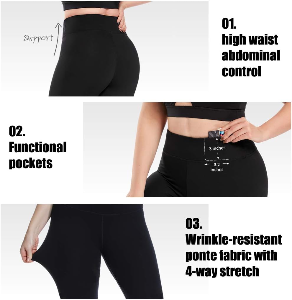YOHOYOHA Womens Capri Yoga Pants Plus Size Breathable Mesh Splice Tummy Control Best Long Workout Fitness Pants