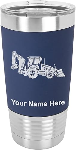 Miniatura 10 de LaserGram Taza aislada al vacío de 20 onzas, retroexcavadora, grabado personalizado incluido (agarre de silicona, negro)