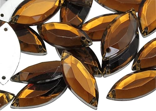 Miniatura 5 de Allstarco - Cuentas de plástico para coser 50 piezas con parte trasera plana CH21 Navette para manualidades diamantes de imitación acrílicos de