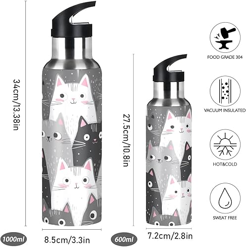 Miniatura 8 de Kcldeci Botella de agua deportiva con iluminación azul estrellada de 20 onzas, botella de agua de acero inoxidable aislada al vacío con pajita, taza