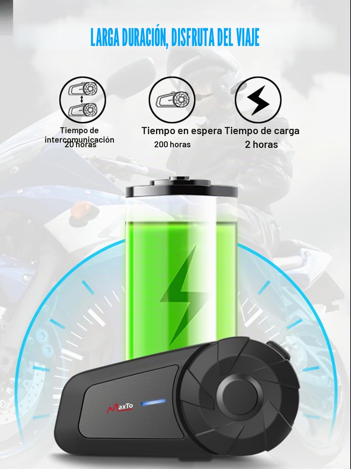 Auriculares Bluetooth para motocicleta, MX1 2-Riders 800 m, sistemas de comunicación de intercomunicación universales, sonido estéreo HiFi/IPX6 impermeable/control de música de llamadas, altavoz de
