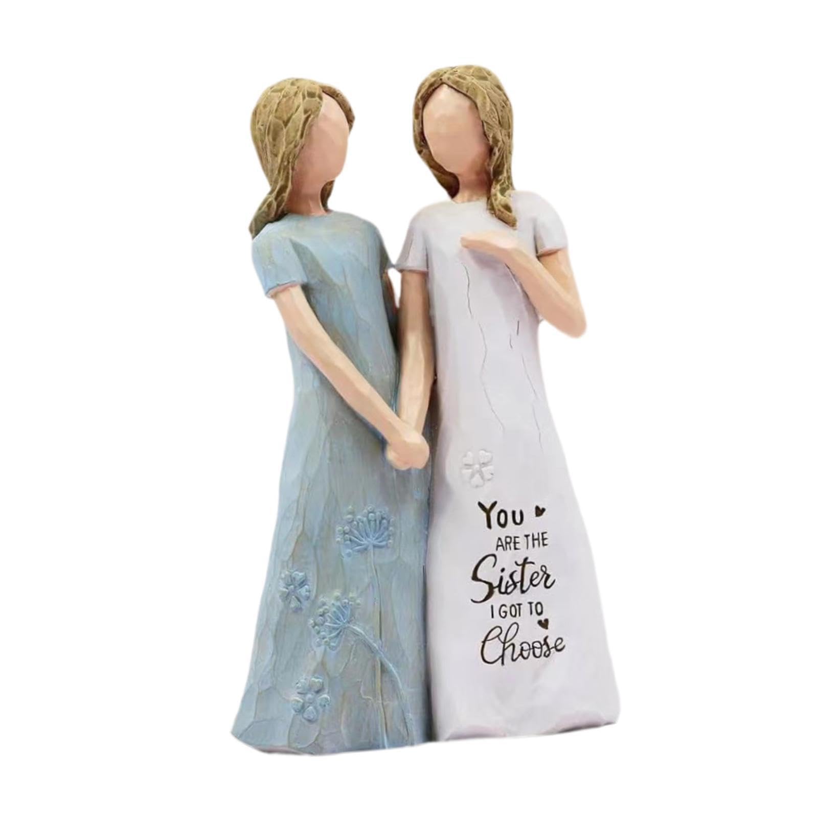 QIXCXAZ Charming Girls Friendship Statue Figurine Decorative Addition Handcrafted To Home Atmosphere Girls Friendship Statue Figurine Resin Sculpture Wife, Blue, 13x7x17cm