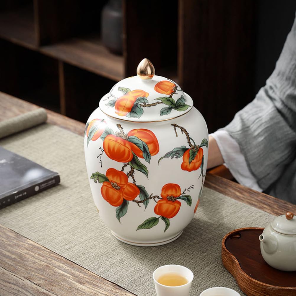 Tarro de Porcelana Estilo Chinoiserie para Guardar té, con Tapa