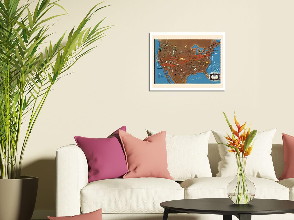 Amazon.com: United States Air Routes Map - United Airlines
