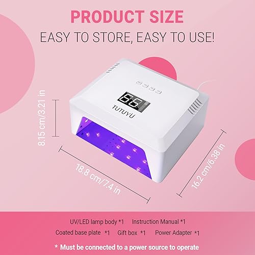 Miniatura 5 de Lámpara de uñas UV para curado de esmalte de gel, 4 ajustes de temporizador (10s30s60s99s), 30 LED diseño compacto con sensor inteligente y base