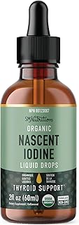 Organic Liquid Nascent Iodine Drops | Iodine Supplement for Thyroid, Energy & Metabolism Support | 2 Fl Oz | 500+ Servings | USDA Certified Organic, Vegan, Highly Absorbable | 800 mcg Per Serving