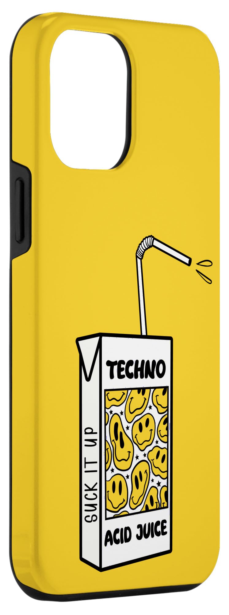 Techno Acid Juice Carton, Cool & Creative Acid House Design Case for iPhone 15 Plus - Image 3