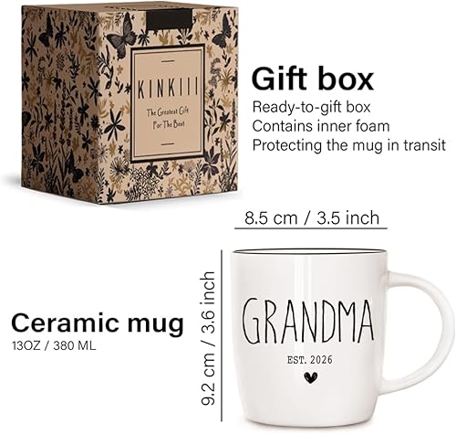 Miniatura 3 de Promovidos a Abuelos 2026 Juego de Tazas, Tazas de Cerámica para Abuela y Abuelo 2026, Anuncio de Embarazo para Juego de Tazas de Abuelos, Regalos