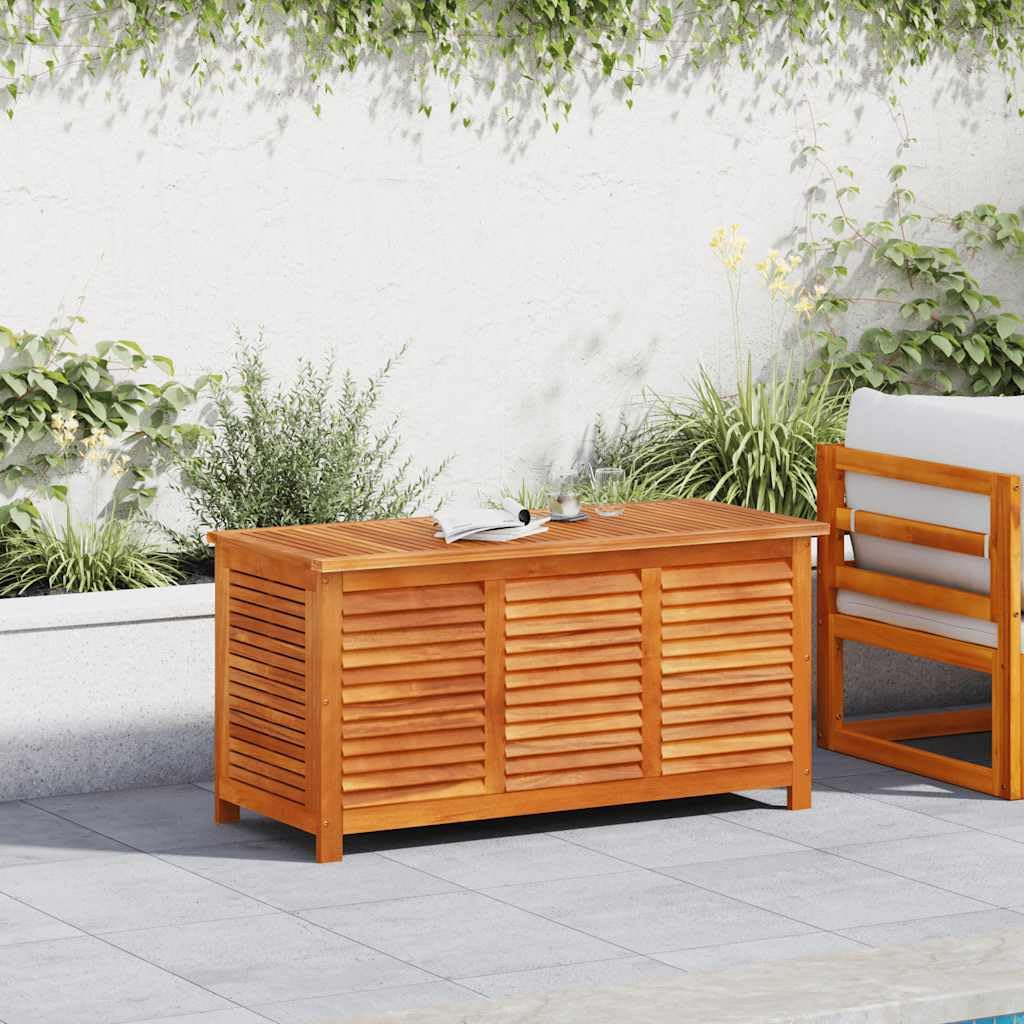 Cassapanca da giardino in legno di acacia, 113 x 50 x 56 cm | Tasca interna impermeabile, chiusura in , utilizzabile come tavolino d'appoggio, baule per esterni
