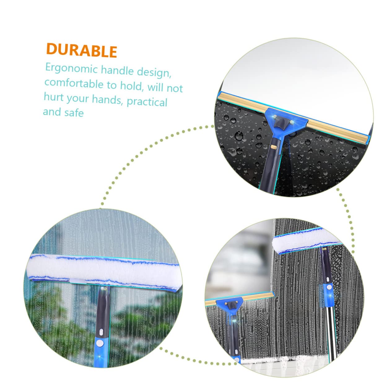 Mikinona 1 Juego Limpiacristales con Mango Extensible y Paño de Microfibra Kit para Limpieza de Ventanas Puertas Correderas y Cristales de Ducha Herramienta Práctica y Ligera para Hogar
