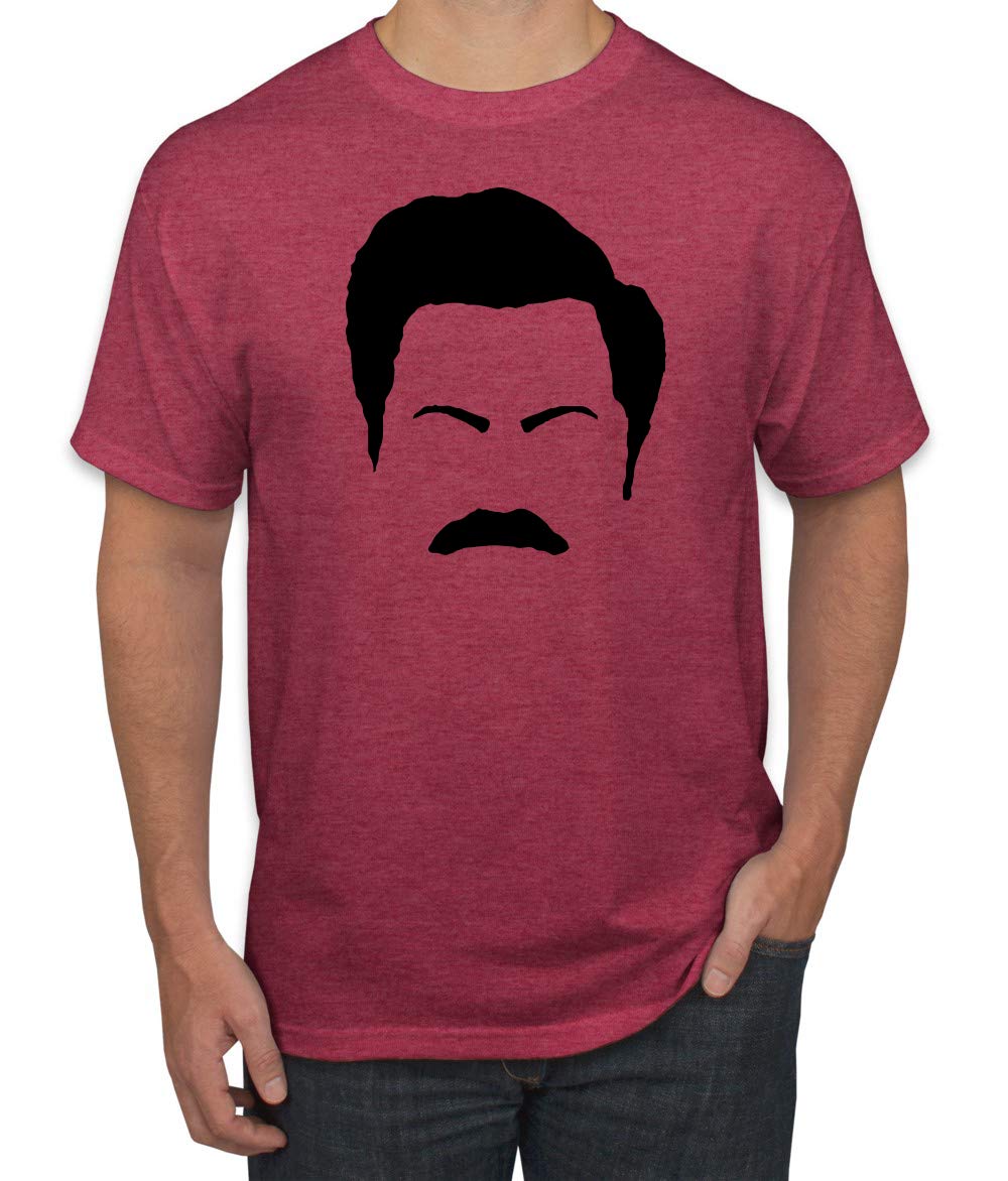 Parks and Rec Fans Ron Swanson Mustache Face Silhouette Pop Culture Men's Graphic T-Shirt