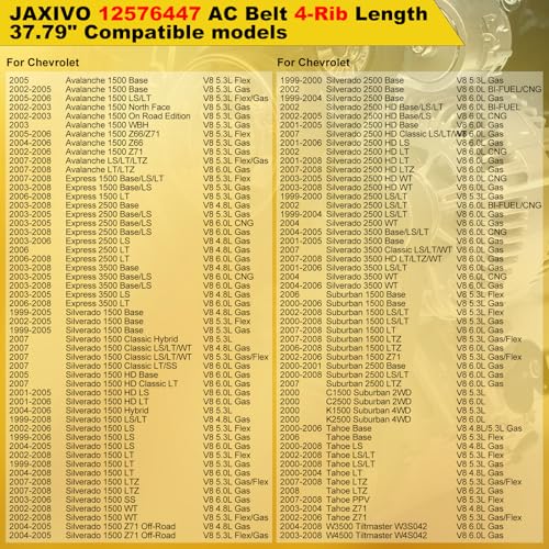 Image of 12576447 AC Belt for 99-08 Tahoe Escalade ESV EXT GMC Savana Sierra Suburban Silverado Avalanche Express 1500 2500 3500,Yukon XL Hummer H2,960mm K040378