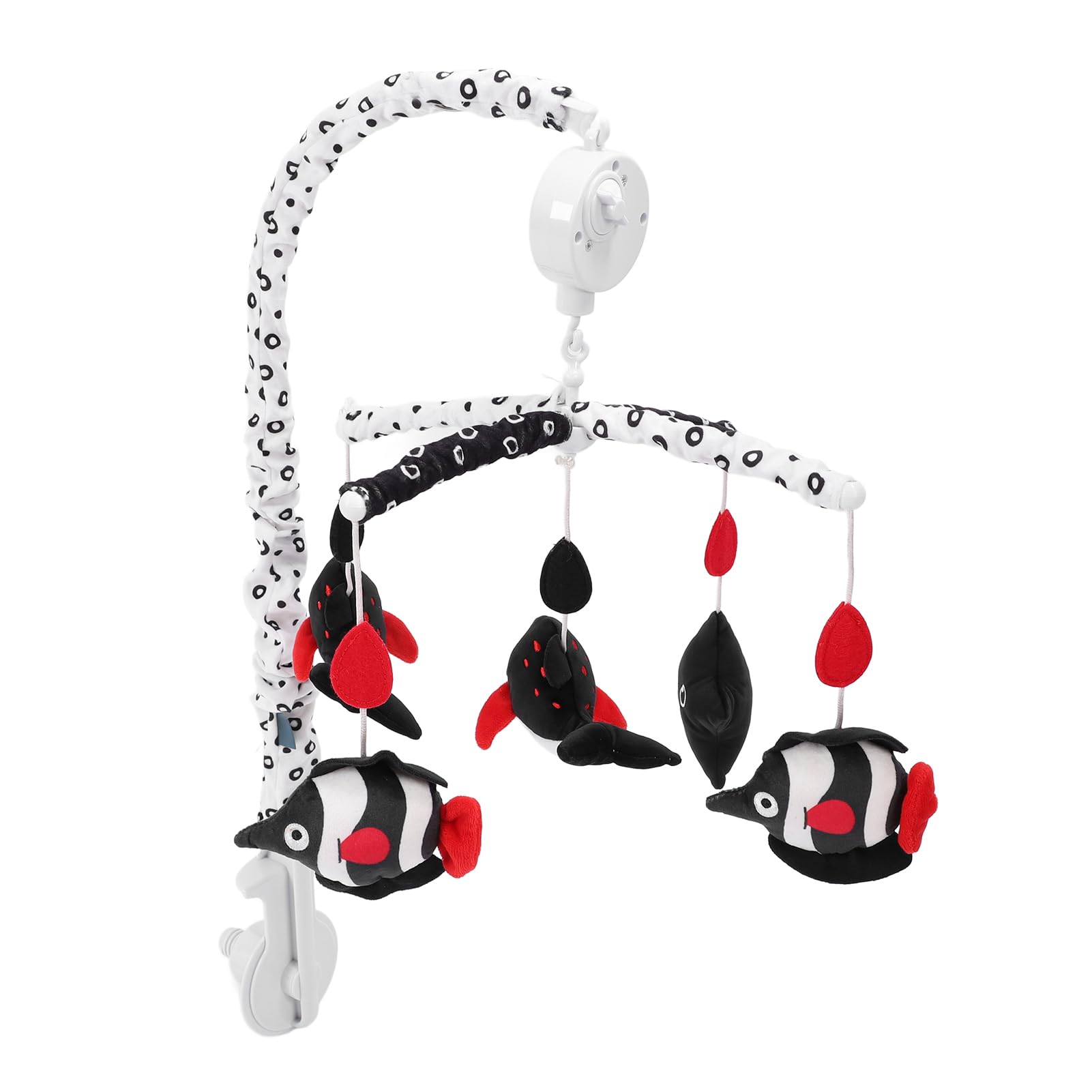 Cuna de bebé Móvil juguete musical Cuna móvil alto contraste negro rojo rojo suave peluche prevenir el estrabismo para la habitación de la guardería infantil (Océano)