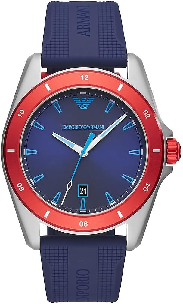 Emporio Armani Mens Analogue Quartz Watch with Silicone Strap AR11217