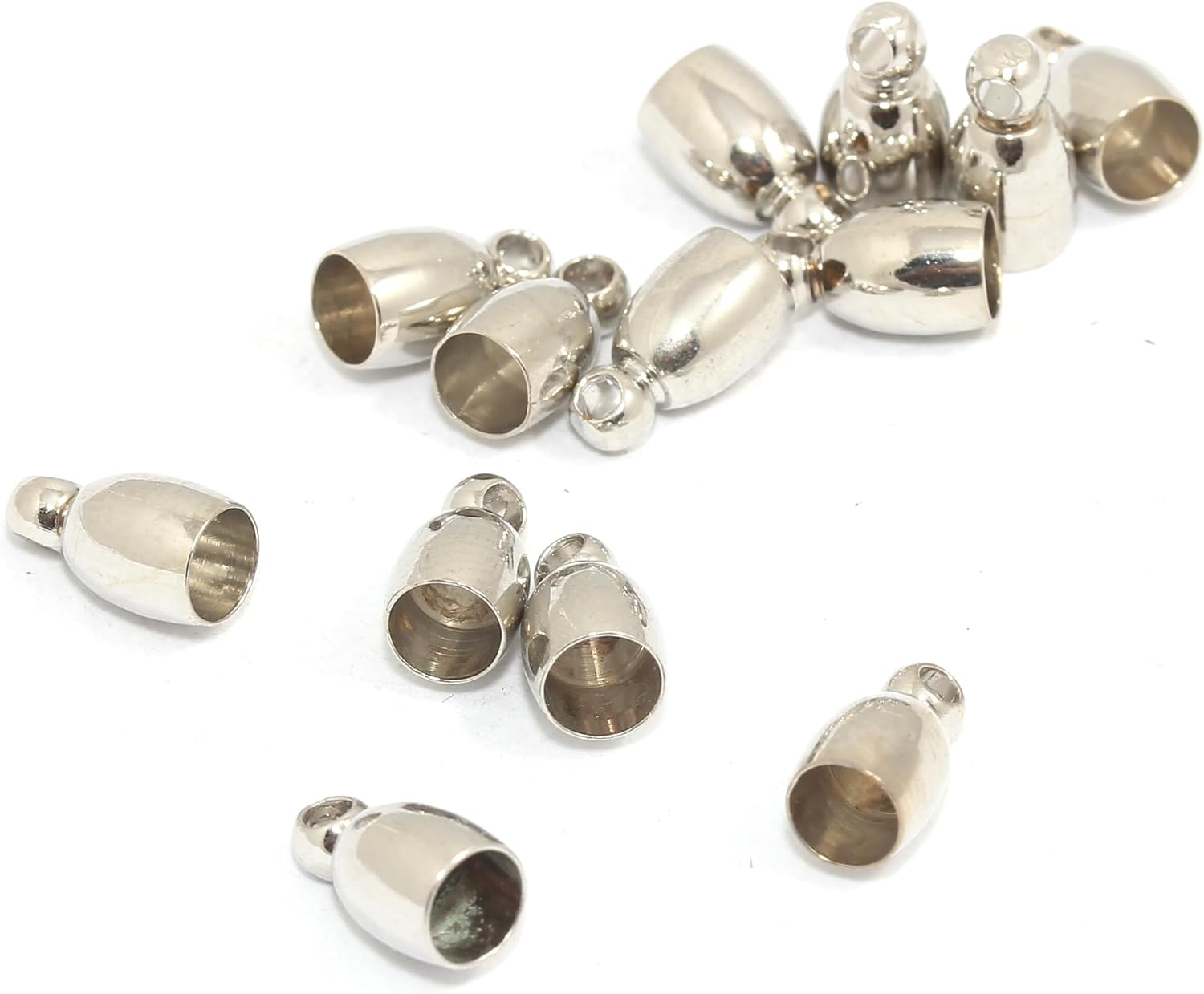 Rhodium Plated End Caps 5/15/30/50 pcs, Cone Cord Ends, 4mm Cord Tip Caps, Tassel End Caps, Jewelry Making Supplies, DIY Necklace Bracelet Findings (50)
