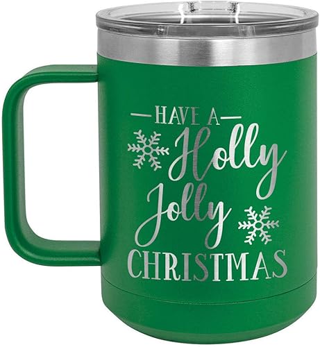 Miniatura 6 de HAVE A HOLLY JOLLY CHIRSTMAS Taza de café blanca de 15 oz con tapa deslizante  Taza de café de viaje aislada  Divertidos diseños de Navidad e ideas