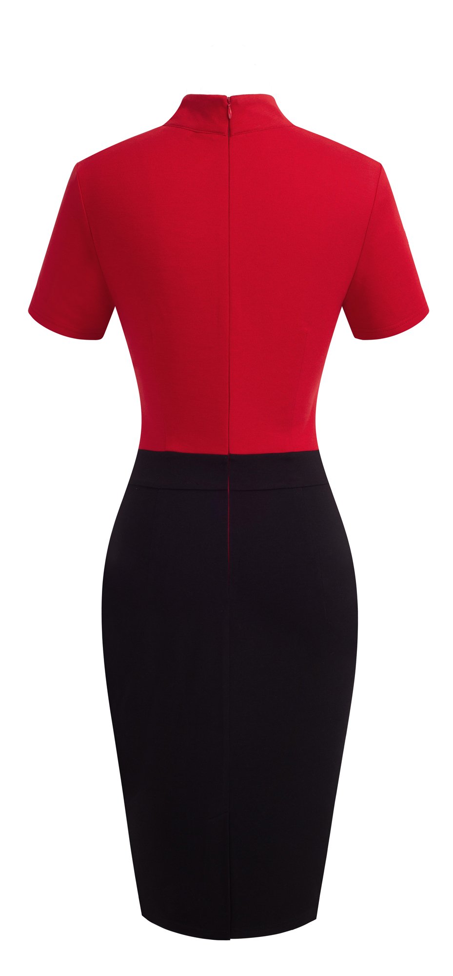 HOMEYEE Damska sukienka ołówkowa w stylu vintage z krótkim rękawem bodycon biznesowa B430