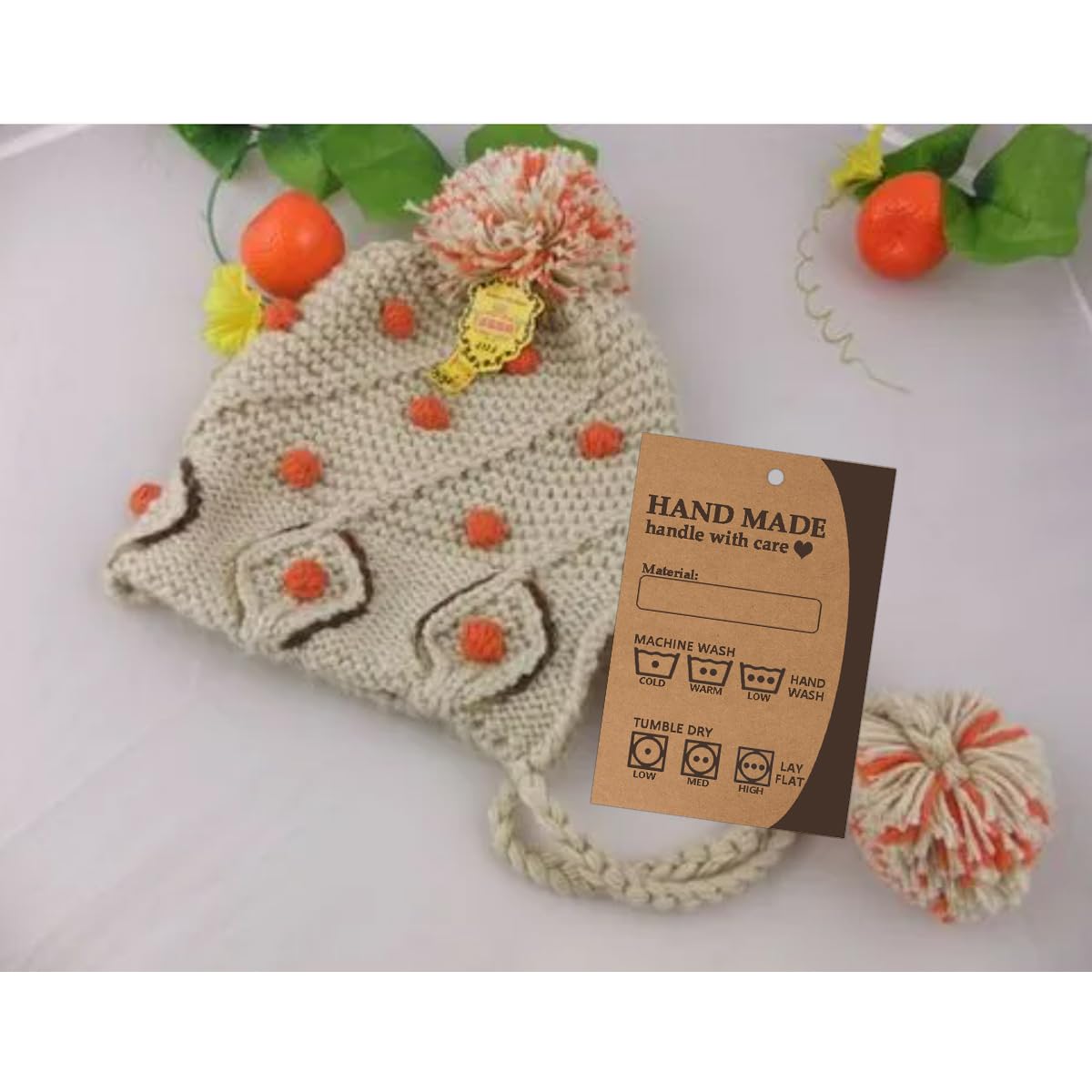 Clothes Washing Instructions Hang Tag Material Care Cards,2x3 Inch Handmade Care Instruction Tags,50 Pcs, Brown - Image 2