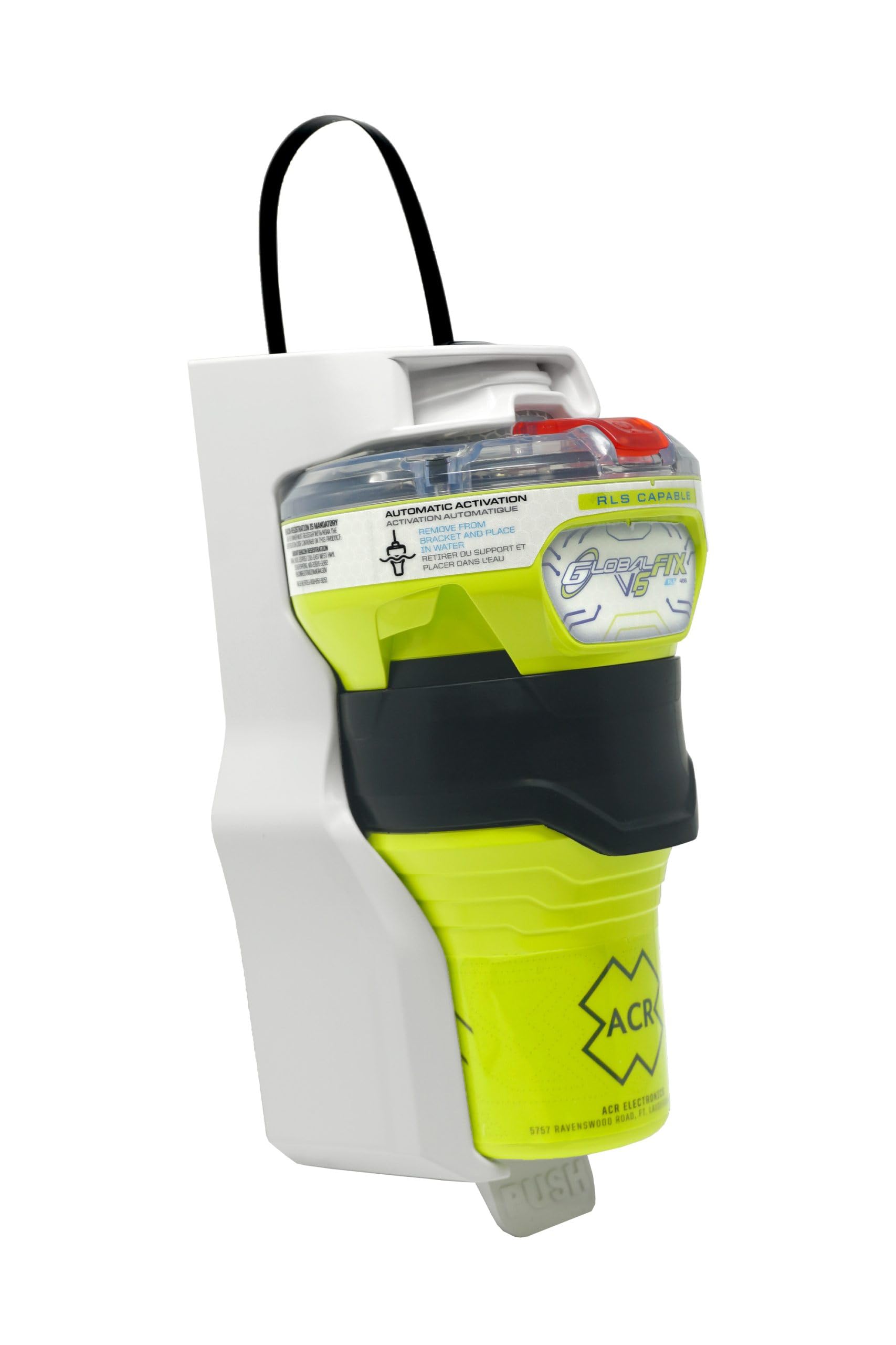 ACR EPIRB | EPIRB de Emergencia satelital de 406 MHz | Posicionamiento GPS | Activación automática | Resistente al Agua | Compacta y fiable | Programación Personalizada | (V6 | Cat 2)