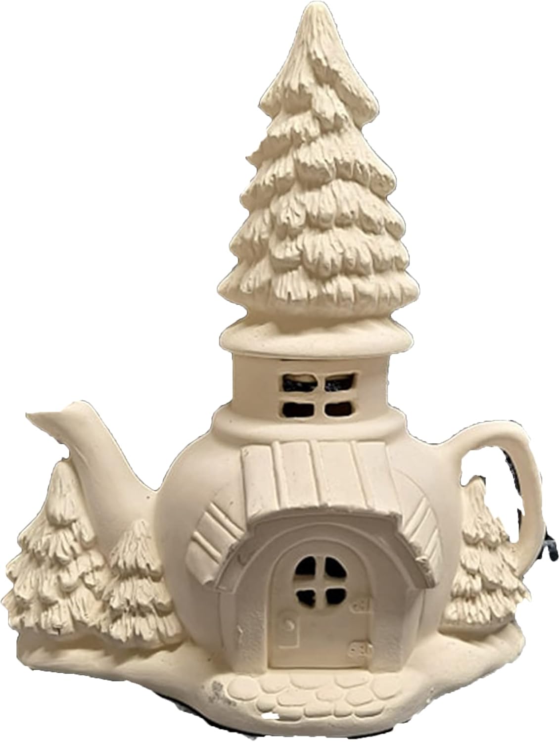 Pine Retreat Teapot Fairy House 10" x 9" x 5" Ceramic Bisque, Ready to Paint
