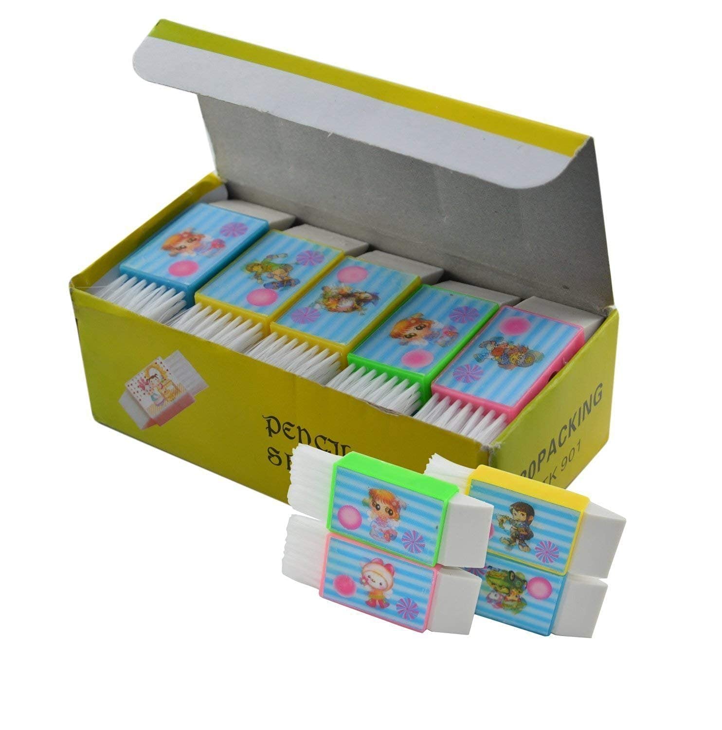 Super Quality Sharpener Eraser Brush 3 in one/School Stationary/Birthday Return Gift (Pack of 20) (Multicolor)