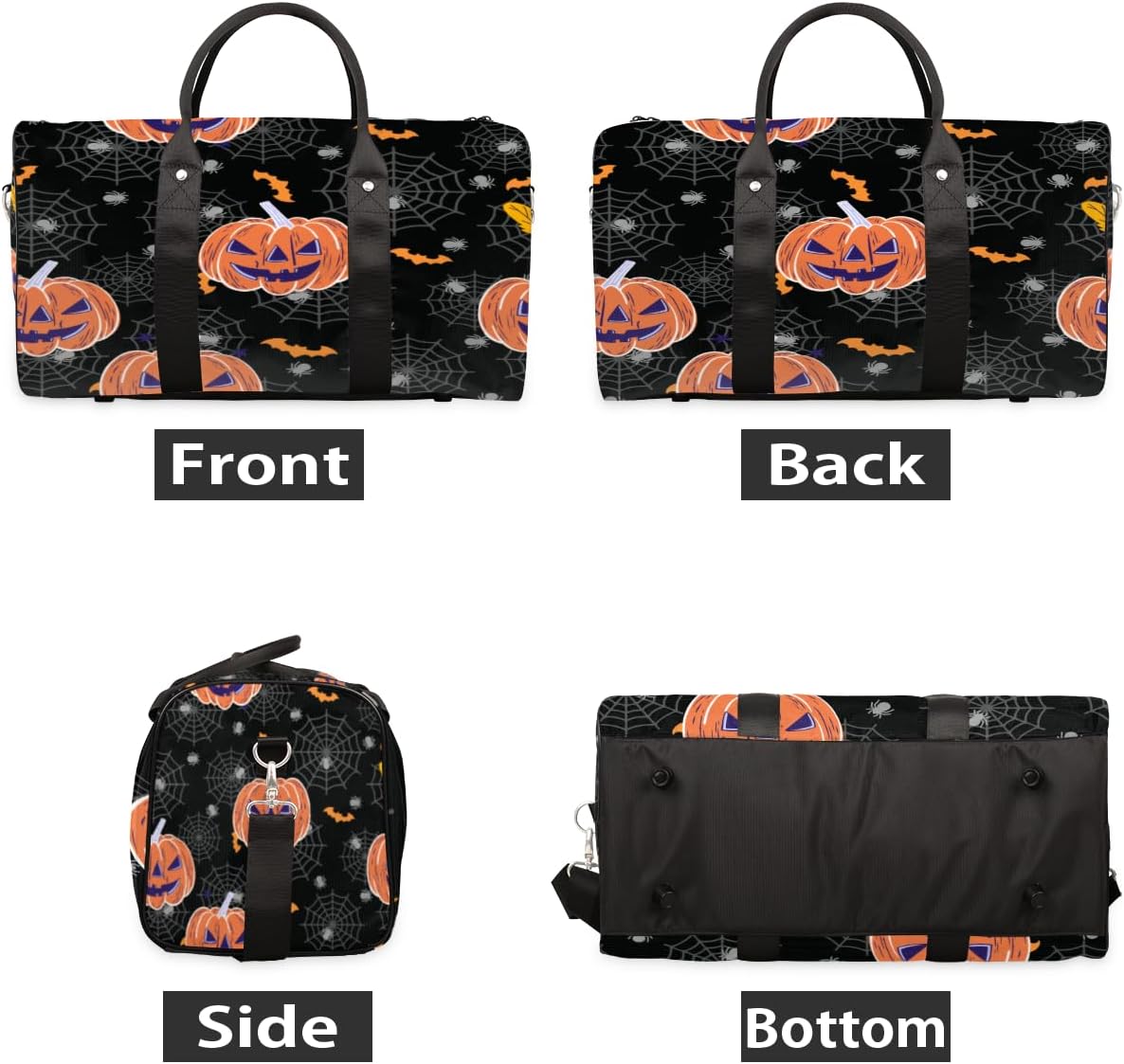 Halloween Pumpkin Web Travel Duffel Bag for Women Men Large Capacity Overnight Weekender Bags for Lightweight Waterproof Sport Gym Bag for Workout Yoga Swim