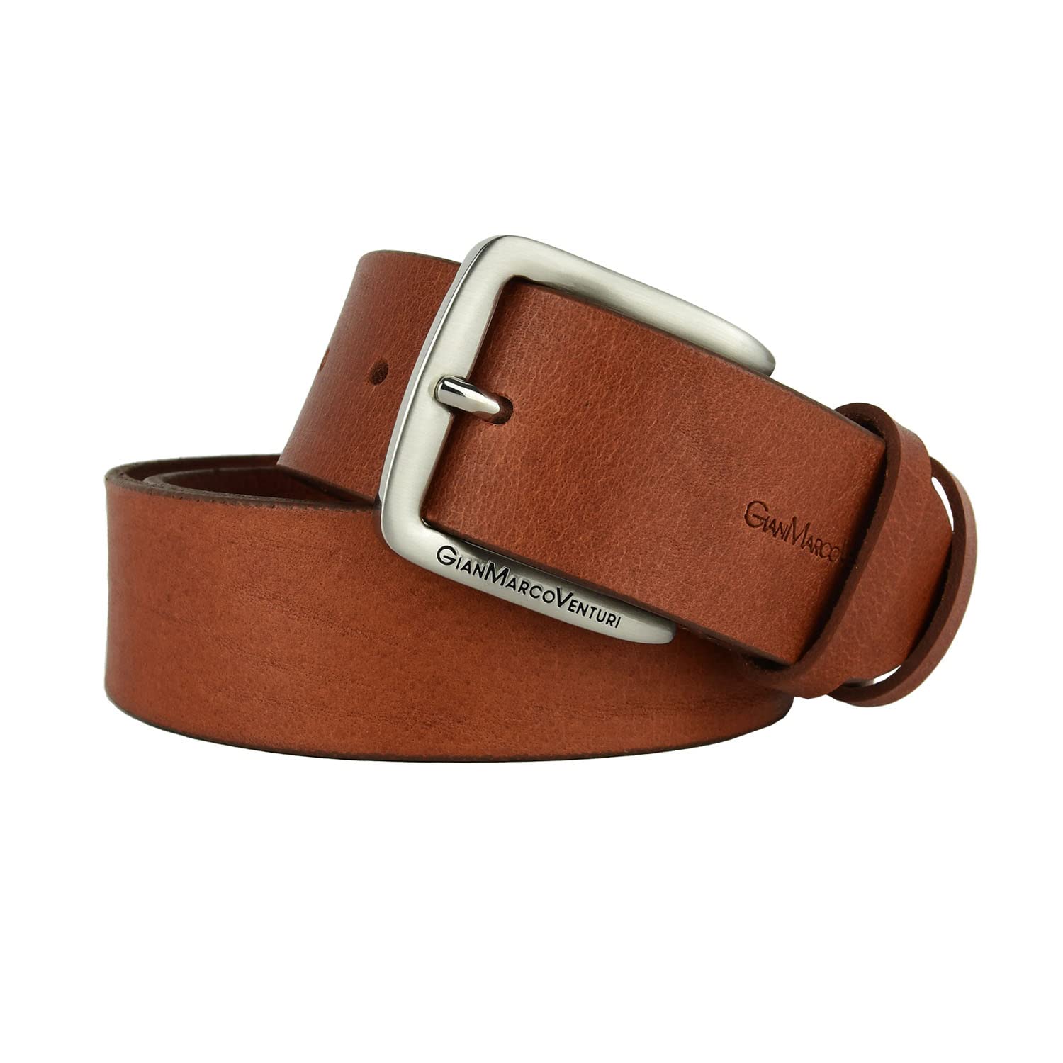 GianMarcoVenturi Cintura Uomo In Vero Cuoio, Made In Italy, Accorciabile
