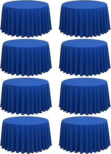 Paquete de 8 manteles redondos color azul rey de 120 pulgadas de poliéster, tela lavable, resistente a las manchas y a las arrugas, manteles
