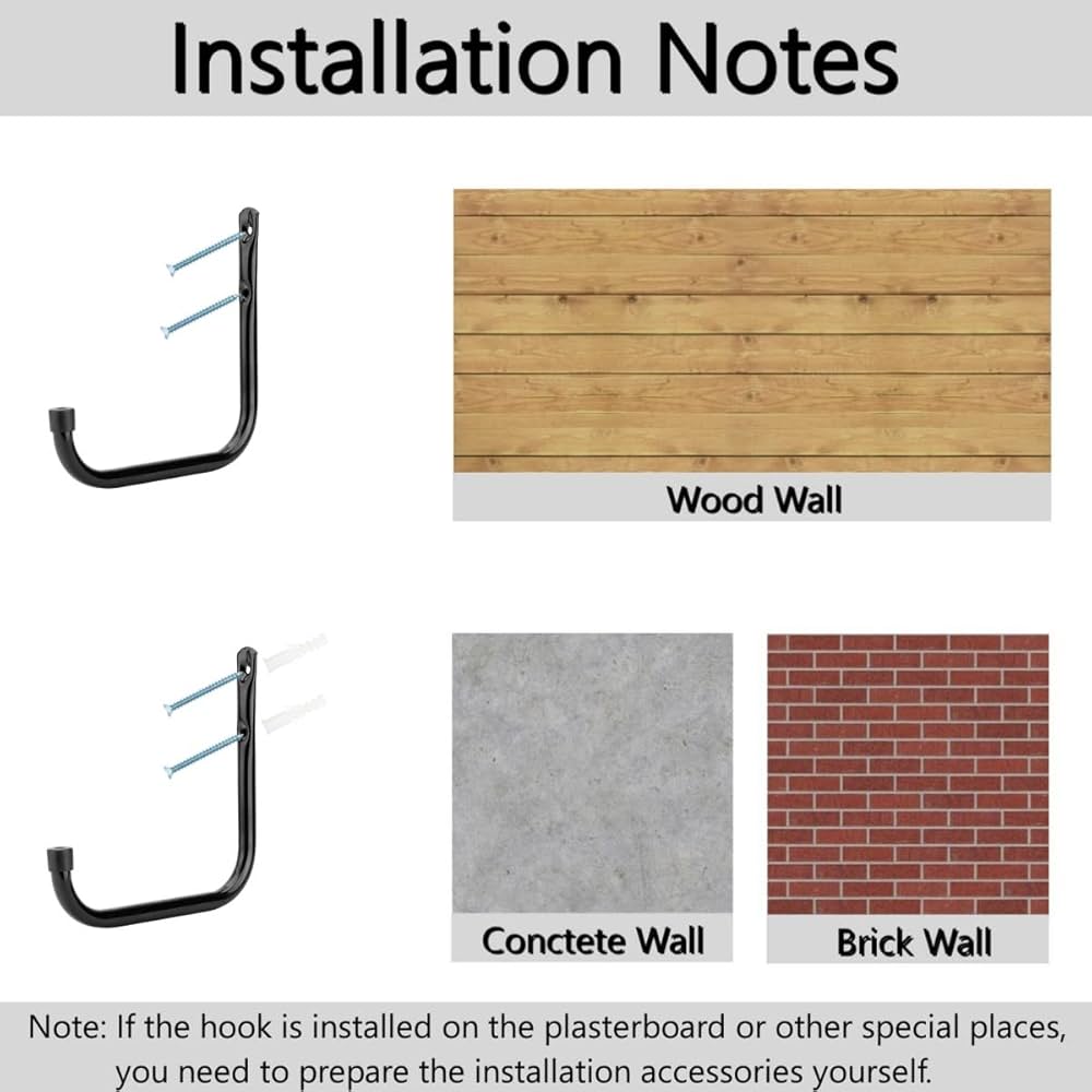 Pipabiba 6 Pcs Garage Storage J Hooks, 8.8cm Heavy Duty Utility Steel