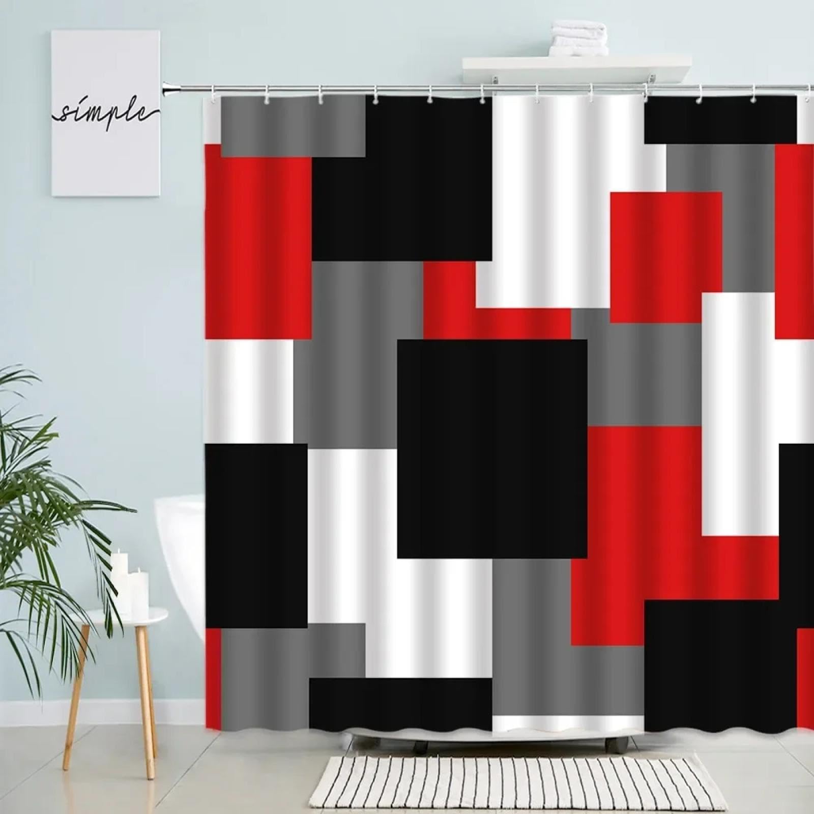 Rideau de douche plaid créatif en tissu imperméable avec crochets 120x180