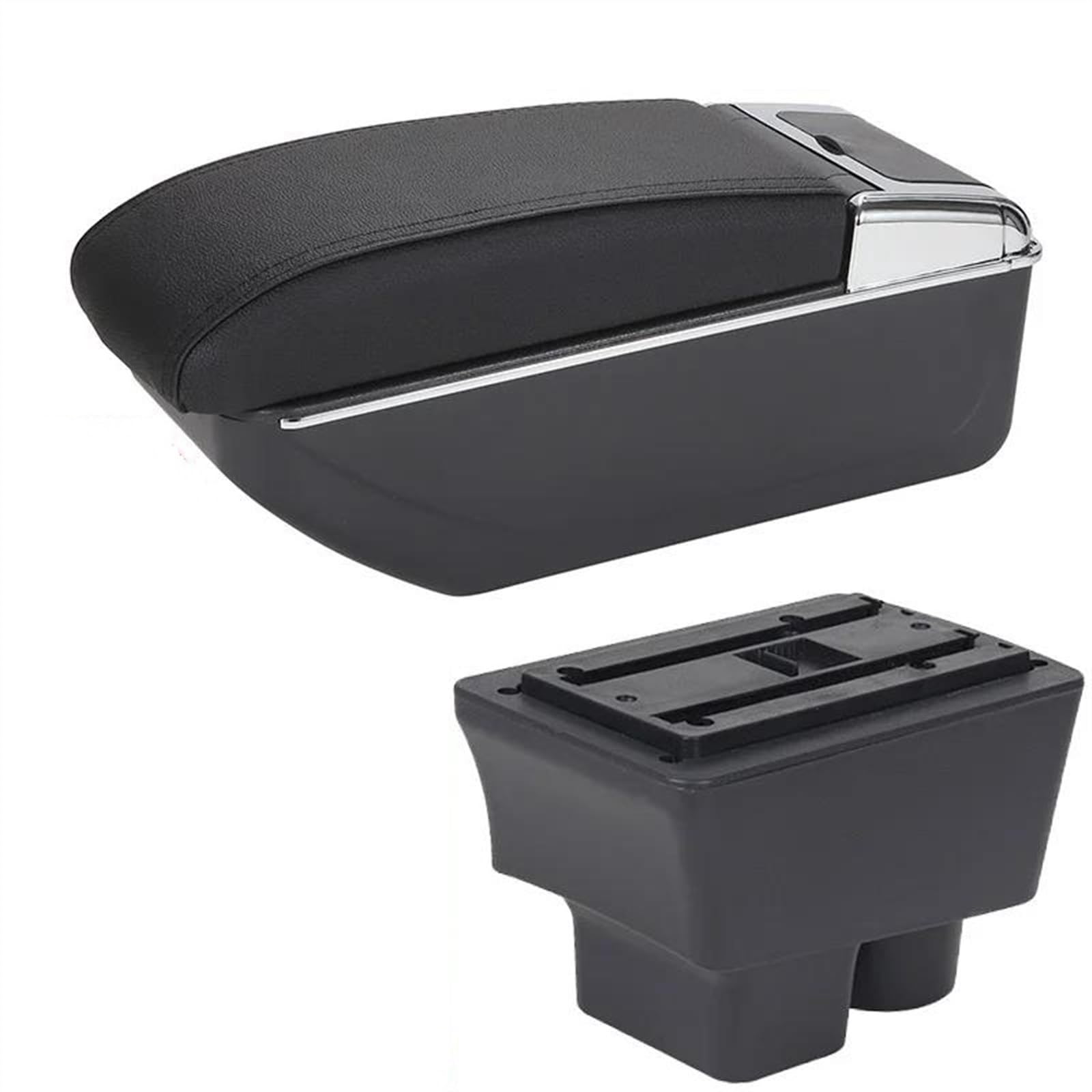 NOHEEU Car Armrest Box Retrofit Parts Storage Interior Accessories For Fabia II 2 2008-2014(B2 Black line7USB)