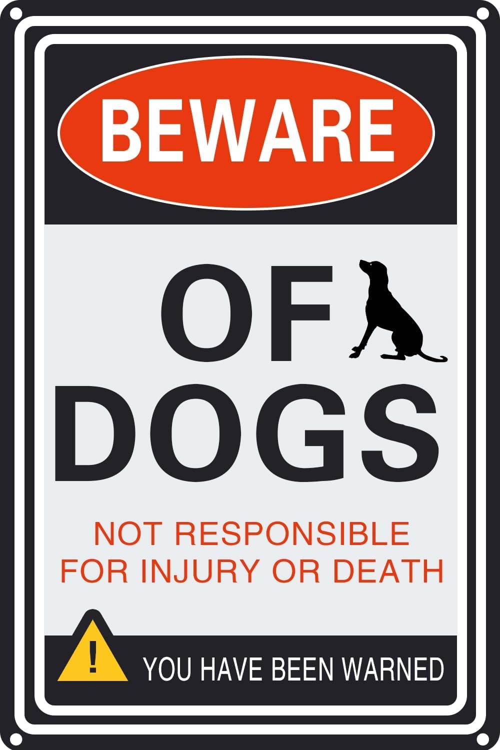 Anceky Style-3 Beware Of Dog Tin Sign Dog Warning Signsresponsible For Injury Or Death Uv Protected And Weatherproof Yard Sign Decor Room Door Accessories Poster 12X16 Inch