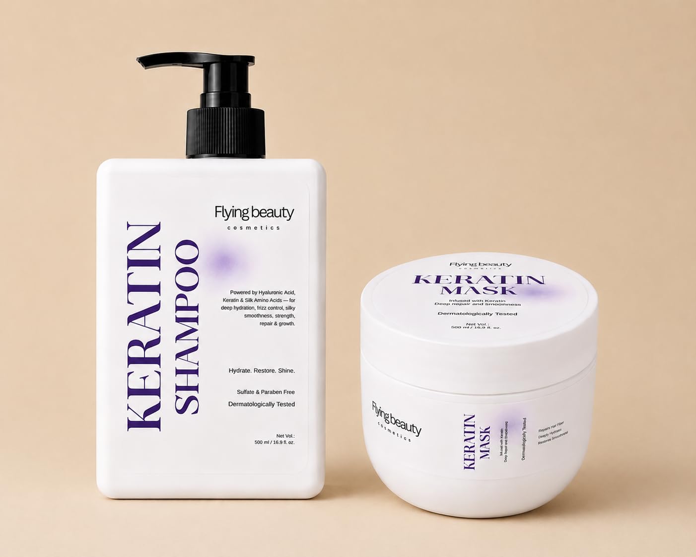 Keratin Shampoo + Mask for Women | Complete Hair Care Combo | Deep Repair Hydration Frizz Control Shine & Smoothness | Sulfate Paraben Free | 500ml Each | Dermatologically Tested-image-40