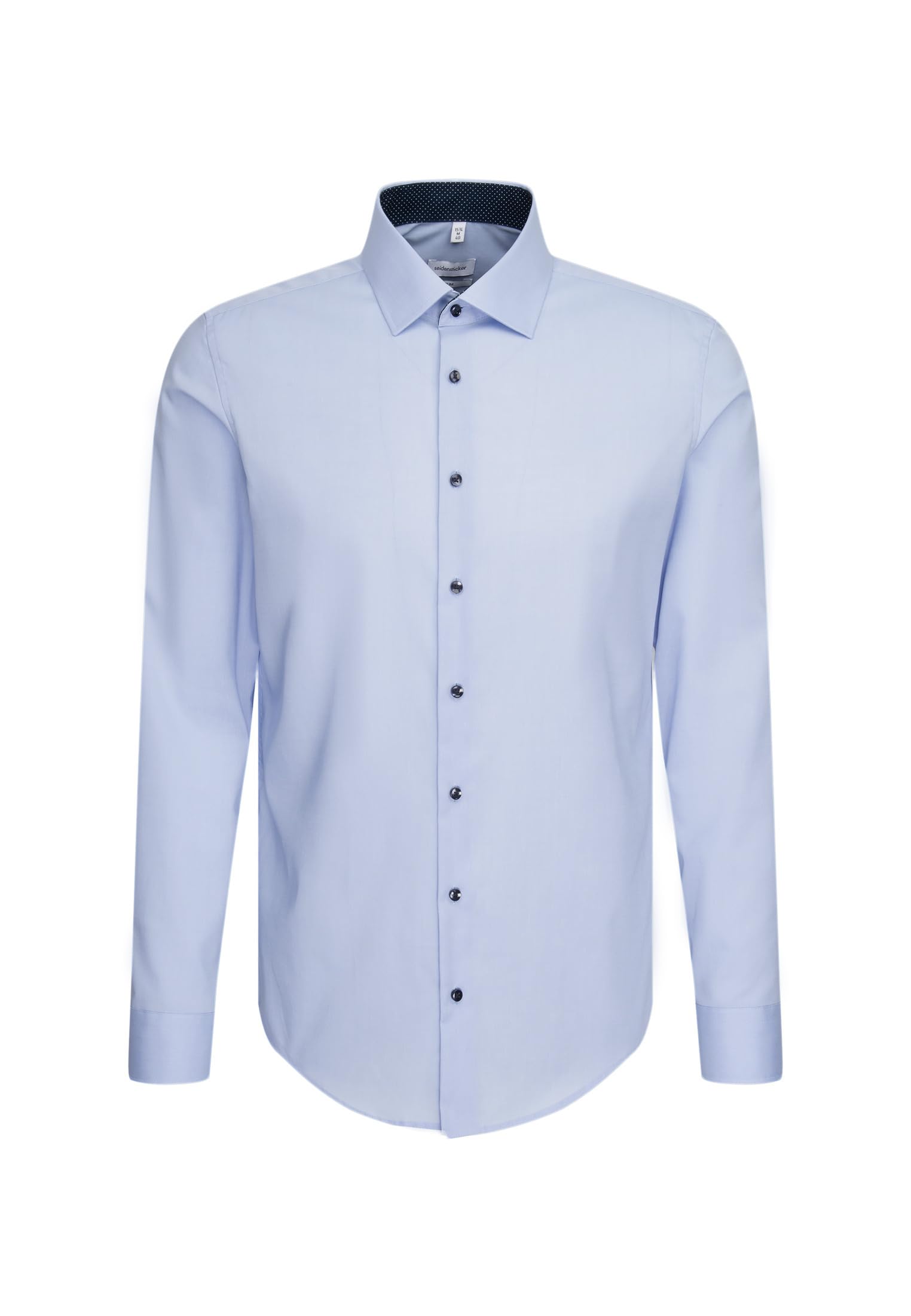 Seidensticker Businesshemd Schwarze Rose – Langarm, Tailored Fit, Unifarben Blau