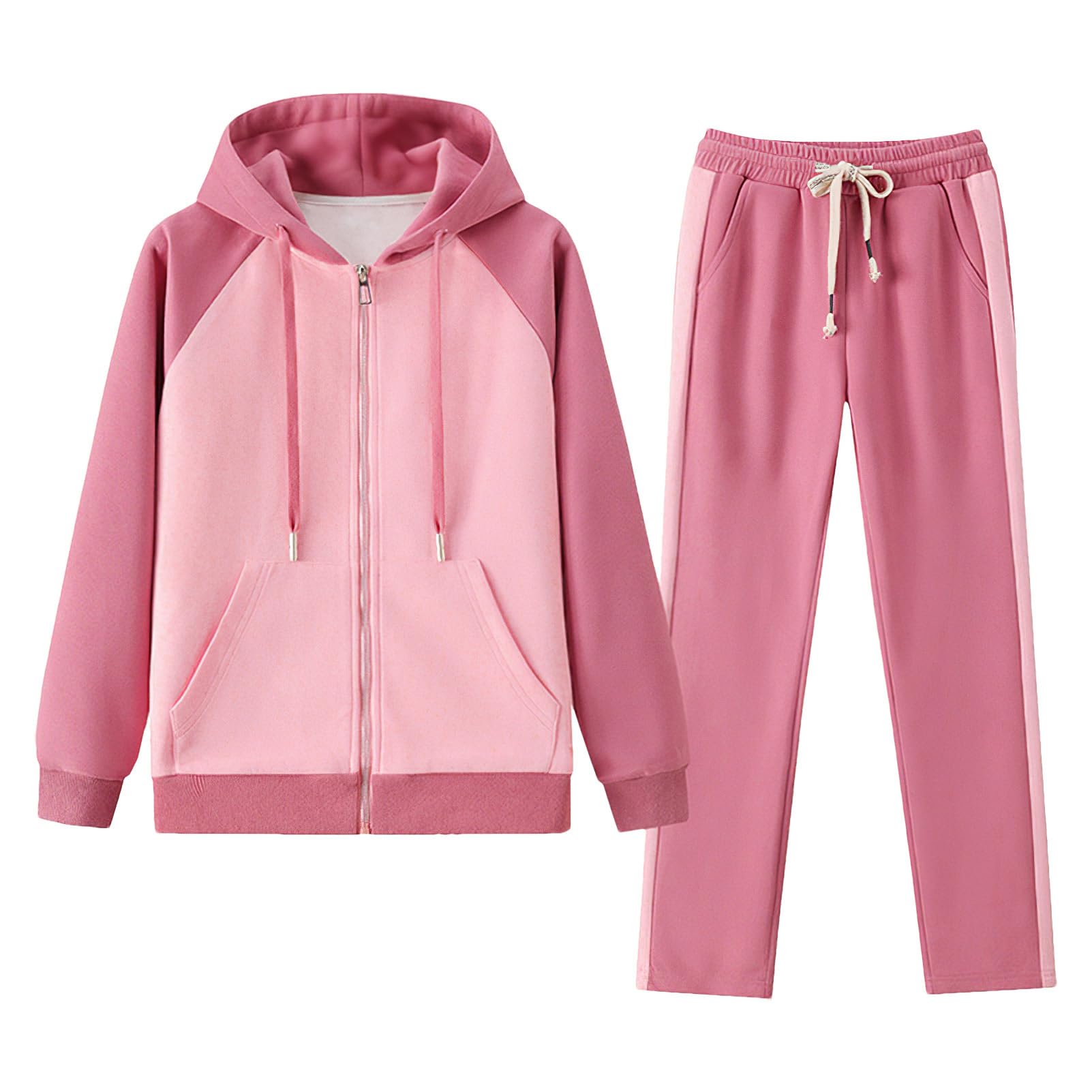 amropi Damen Jogginganzug Winterjacke Kapuzen Sweatshirt Jogginghose Warm Vlies Trainingsanzug