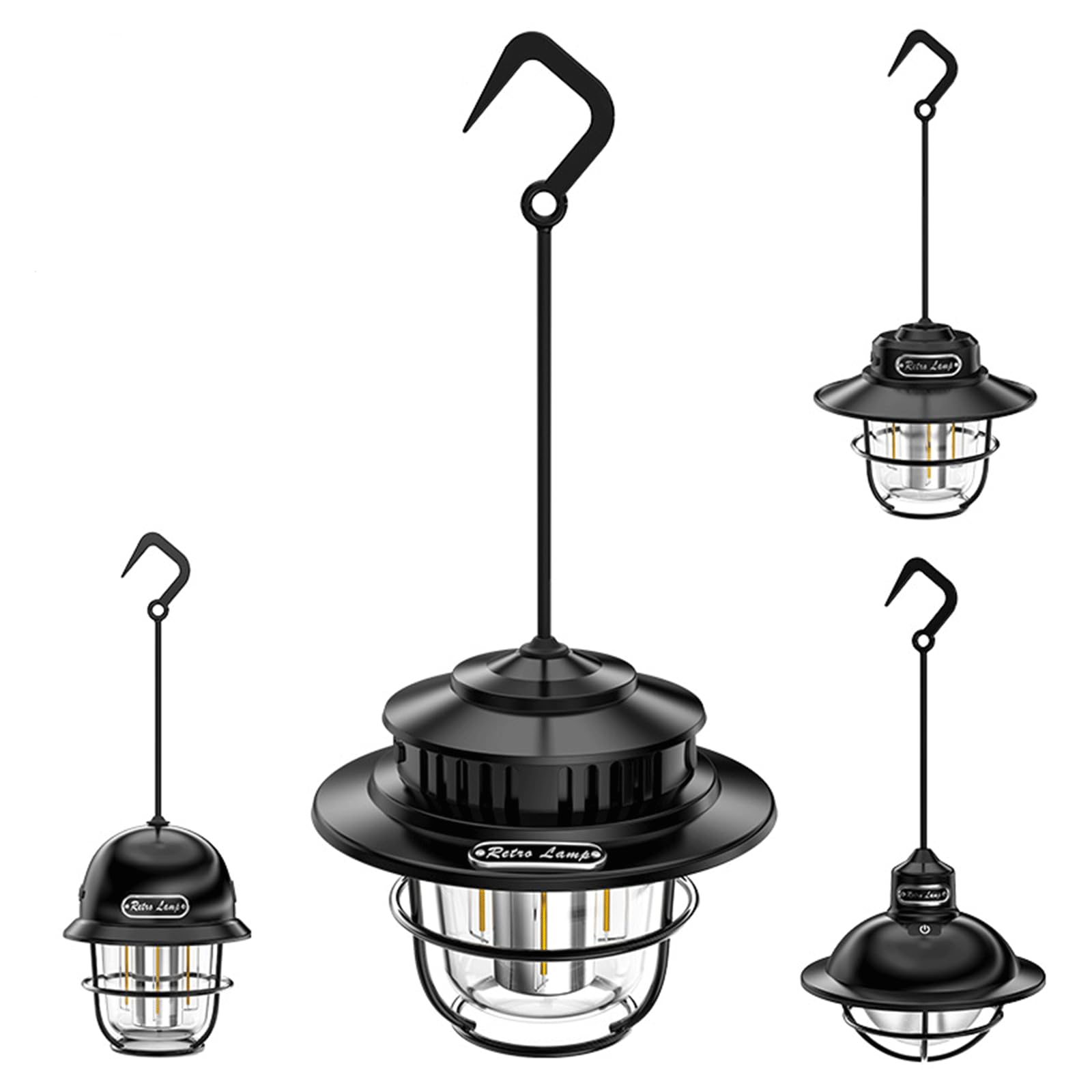 AMXGPTMultifunctal Camping Lantern Rechargeable, Dimmable Retro Camp Light Lamp Warm White Dual Light Source for Outdoor Indoor, 1200mAh Battery Powered LED Light for Fishing, Emergency,Hiking