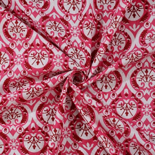 Image of Jaipur Weaves Jaipuri Double Bed Cotton Bedsheet Queen Size 90x85, 120 TC 100% Pure Cotton Bed Sheet with 2 Pillow Covers, Floral Traditional Print (Pink Floral, Double)