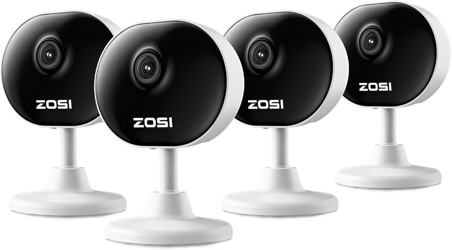 ZOSI Indoor Security Camera,4Pack C688 Baby/Pet Monitor,1080P Home Surveillance WiFi Camera with Phone App,Motion Detection,2 Way Audio,Night Vision,Memory Card/Cloud Storage,Works with Alexa,Plug-in