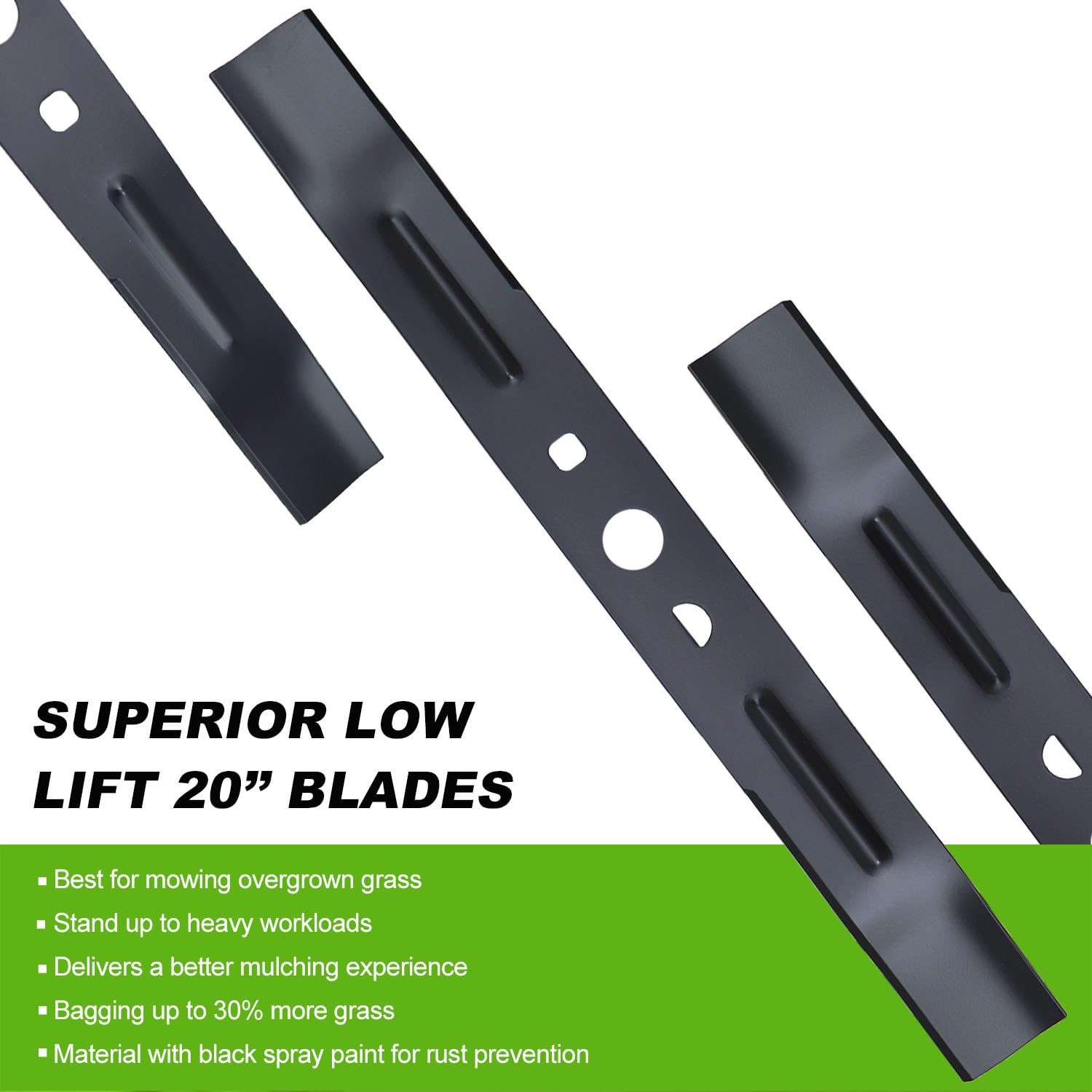 Lama per tosaerba AC04029 da 50,8 cm, ricambio per tosaerba Ryobi RY401018 RY401170 RY401017 RY401180 50 cm 40 V brushless, mezza luna e foro quadrato arrotondato, lama in acciaio a basso