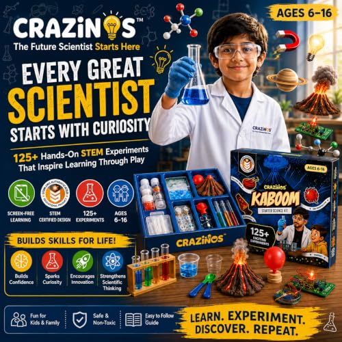 Image of Kaboom School Science Kit with 125+ Experiments | STEM Learning & Educational Toy Birthday Gift for Boys & Girls | Age 4-16 Years